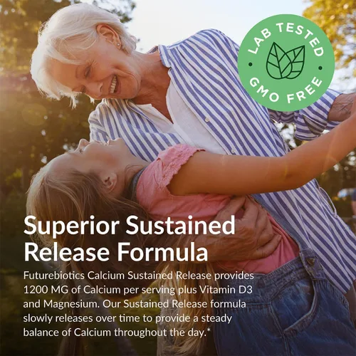 Miniatura 4 de Futurebiotics Calcio 1200 MG por porción Liberación Prolongada con Vitamina D3 1000 UI por porción Sin GMO, 90 Tabletas Vegetarianas
