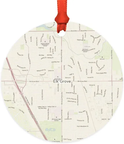 Miniatura 17 de Andaz Press Mapa de la ciudad de Estados Unidos redondo de madera natural MDF ornamento de Navidad, Akron, Ohio Vintage Mapa, 1 paquete, larga