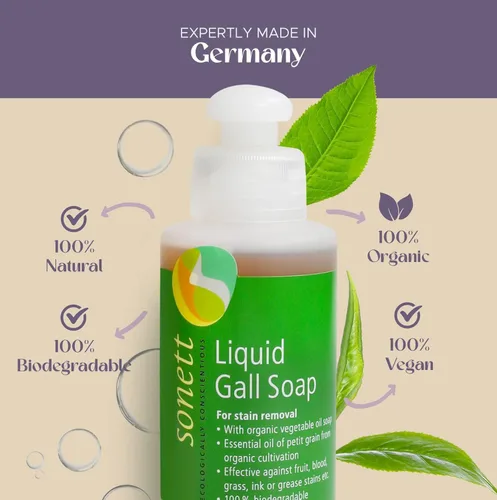 Miniatura 3 de Sonett Jabón líquido orgánico tradicional quitamanchas líquido, altamente eficaz contra marcas causadas por tinta, sangre, grasa y fruta, 4 onzas