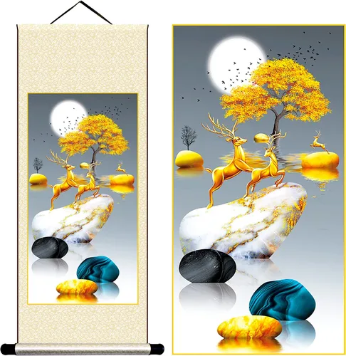 Miniatura 9 de Grace Art Pergamino de pared asiático, Yin acuático y yang