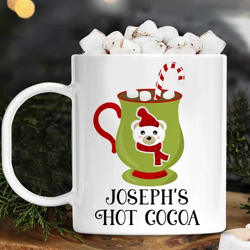 Miniatura 5 de Taza personalizada de los niños de los personajes del cacao caliente del día festivo con nombre, polímero ligero
