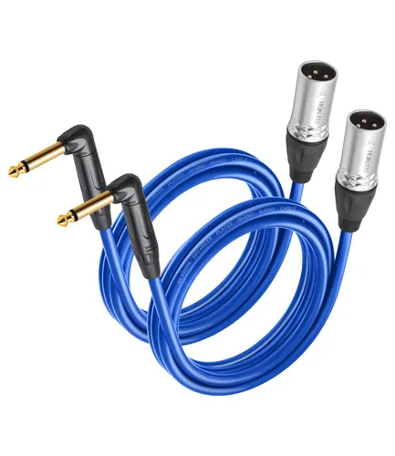 Miniatura 7 de Cable de audio macho de 3 pines TS a XLR de 1/4 de pulgada en ángulo recto, 0.250 in TS mono ángulo recto a XLR macho 3 pines, 6N OFC+cable de audio