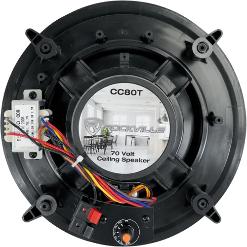Miniatura 8 de Rockville Paquete RCS180-6: Amplificador comercial de 6 zonas 184W RMS 70V con Bluetooth, (5) pares CC80T negro 8" 70V altavoces de techo 50W