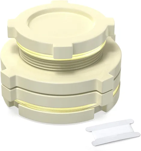 Miniatura 9 de TAISHER 4 piezas Adaptador de conector de tanque de mamparo de 3/4" blanco de ABS con tapones y junta para tanque de agua, barriles de lluvia