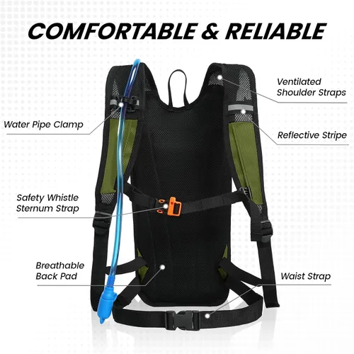 Miniatura 3 de Nepest Mochila de hidratación con bolsa de agua de 2 L para ciclismo, mochila de agua para senderismo, correr, mochila de hidratación ligera 2L