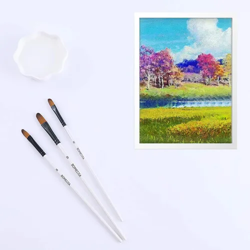 Miniatura 5 de GETHPEN Filbert - Juego de pinceles de pintura, 12 piezas de pinceles de artista para aceite acrílico, acuarela, gouache, artista, kits de pintura