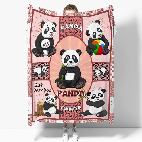 Miniatura 12 de Manta de franela con texto en inglés "I Just Really Like Panda", suave y ligera, para sofá, cama, camping, manta de poliéster, regalo para niñas