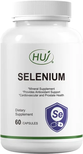 HUJ Suplemento de selenio, 60 cápsulas, soporte antioxidante, suplemento mineral