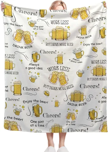 Manta de cerveza de regalo para niñas, niños y adultos, manta de franela súper suave para sofá, cama, campamento y viajes, decoración cálida para el