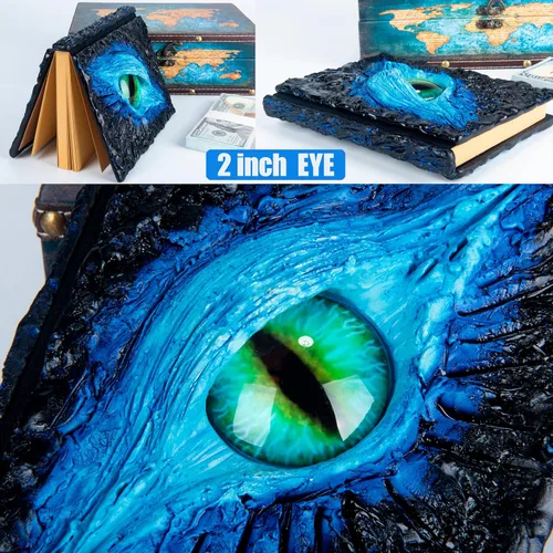 Miniatura 4 de Diario hecho a mano con relieve de monstruo de ojo grande, cuaderno de grabado de resina, papel en blanco, bloc de notas de viaje de tapa dura