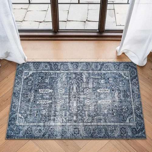 Miniatura 25 de Bloom Rugs - Alfombra lavable, antideslizante, de 1,83 x 2,74 m, color beige/blanco claro con borde tradicional, para sala de estar, dormitorio