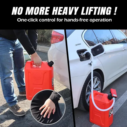 Miniatura 7 de Bomba de transferencia de combustible con parada automática, funciona con pilas AA, bomba eléctrica portátil de tanque de lata de gas con adaptador