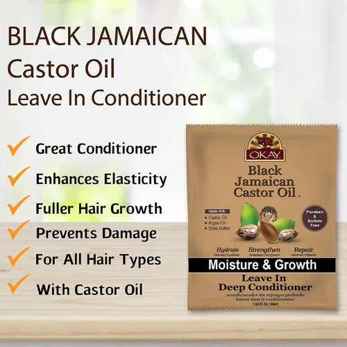 Miniatura 3 de OKAY - Acondicionador sin enjuague con aceite de ricino jamaicano negro - Todo tipo de cabello/texturas - Repara, hidrata, hace crecer un cabello