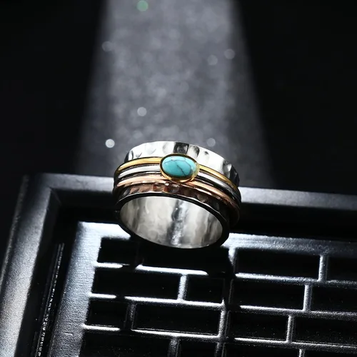 Miniatura 26 de Magitaco Anillos giratorios de acero inoxidable, anillos para ansiedad, anillos de ansiedad para mujeres y hombres