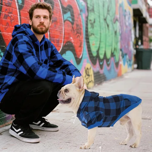 Miniatura 6 de KOOLTAIL Sudadera a cuadros con capucha, con gorro y bolsillo, para perros pequeños, medianos y grandes y gatos, abrigo suave y cálido para invierno