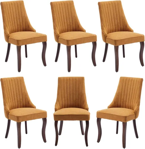 Miniatura 25 de Juego de 2 sillas de comedor, cómodas sillas decorativas tapizadas en tela para cocina y sala de estar, sillas de comedor con acolchado acanalado