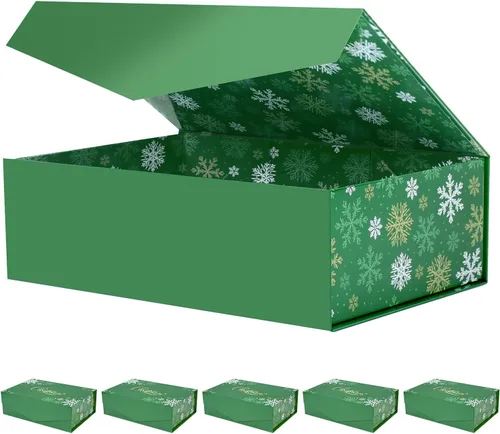 Miniatura 25 de BLK&WH Caja de regalo de 9 x 6.5 x 3.8 pulgadas, caja de regalo negra, caja de padrino, caja plegable con tapa de cierre magnético para embalaje