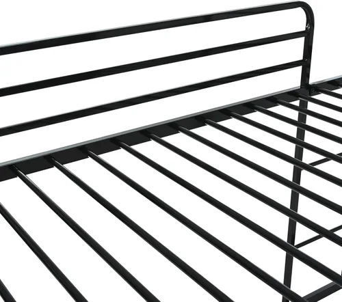 Miniatura 6 de EMKK Litera individual sobre individual con tobogán y escalera, litera baja de metal con barandilla de seguridad para niñas, niños, litera de suelo
