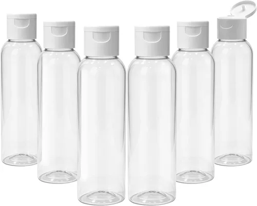 Miniatura 8 de TRENDBOX Paquete de 6 botellas vacías de plástico con tapa abatible para champú, lociones, jabón corporal líquido, crema (1 onza / 1.0 fl oz)