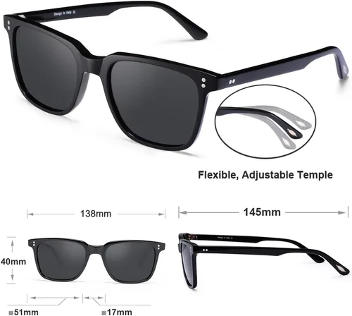 Miniatura 27 de Carfia Chic - Lentes de sol polarizados para mujer, protección UV400, marco de acetato pulido a mano