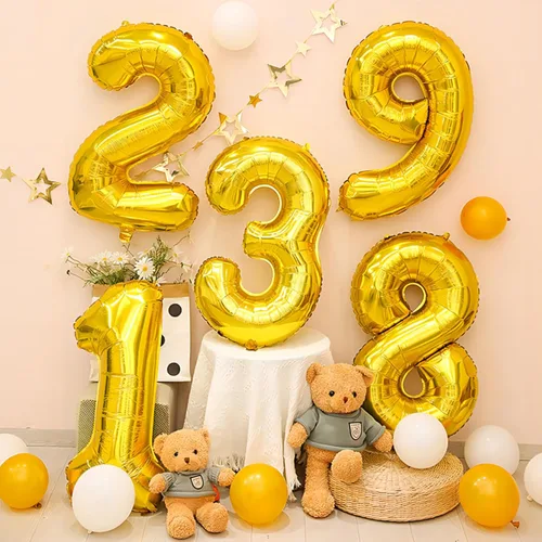 Miniatura 4 de Globos dorados de 40 pulgadas, globos de aluminio de Mylar con helio para cumpleaños, globo de número 9 para decoraciones de cumpleaños de 9 años