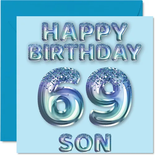 Miniatura 299 de Stuff4 Tarjeta de primer cumpleaños para niños, globo de fiesta con purpurina azul, tarjetas de feliz cumpleaños para niño de 1 año, nieto, hijo, 57