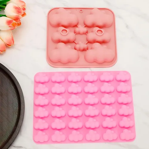 Miniatura 5 de Paquete de 3 moldes de silicona en forma de nube 3D, bandeja antiadherente para cubitos de hielo, molde de fondant para chocolate, dulces, jabón