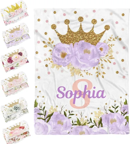 Miniatura 11 de Mantas de bebé personalizadas para niños y niñas, manta de bebé personalizada para niñas y niños, manta de bebé personalizada con corona de nombre