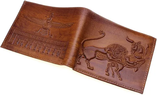 Miniatura 6 de Asoodehdelan - Cartera de piel auténtica Farvahar con alas de león para hombres