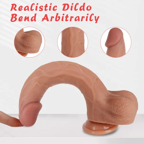 Miniatura 5 de Consoladore de silicona realista de 7.9" con copa de succión fuerte para manos libres, juguetes sexuales flexibles y realistas, juguetes sexuales