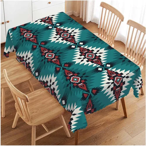 Swono - Mantel de mesa con patrón azteca, estilo étnico nativo, estilo boho geométrico, verde decorativo, para cocina, banquete de fiesta y mantel