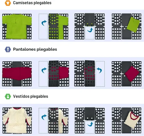 Miniatura 4 de Geniusidea Tabla para plegar camisas, tabla para plegar playeras para lavadero, tabla para plegar ropa de plástico PP ajustable, fácil de plegar