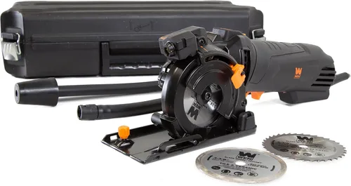 Miniatura 2 de WEN Sierra circular compacta de corte por inmersión de 4.2 amperios y 3-3/8 pulgadas con láser, funda de transporte y tres cuchillas (36704)