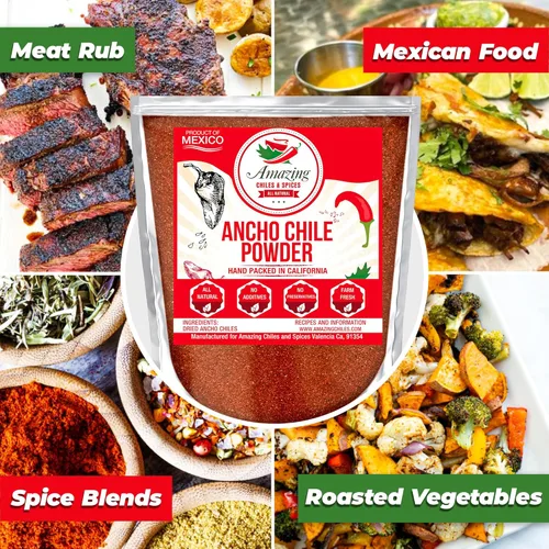 Miniatura 2 de Pimienta de chile ancho molida (4 onzas), natural y de alta calidad. Ideal para recetas como mole mexicano, salsas, guisos, salsa, carnes