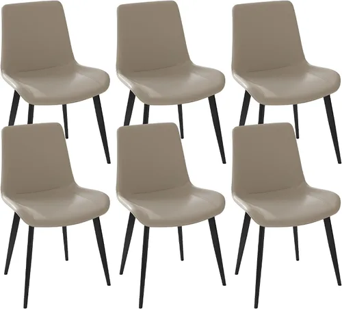 Miniatura 12 de Sillas de comedor con respaldo cómodo y patas de metal resistentes, modernas sillas tapizadas de piel sintética para cocina y oficina para comedor