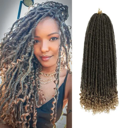 Miniatura 26 de 6 paquetes de cabello de ganchillo Goddess Locs, locs falsos rectos de 12 pulgadas para ganchillo, extensiones de cabello sintético suave rizado