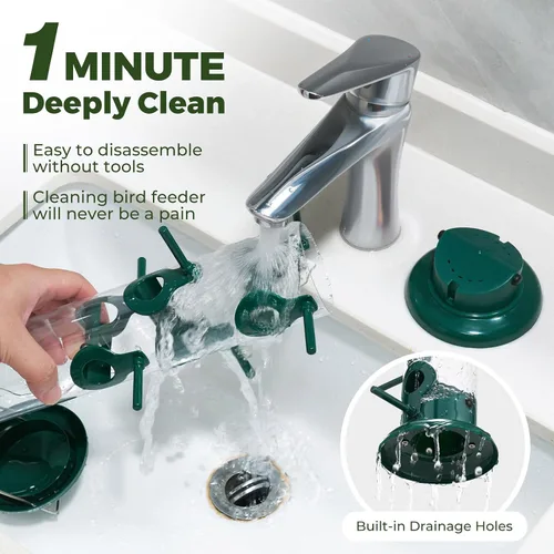 Miniatura 7 de Kingsyard Comederos Metálicos para Pájaros para Exteriores Colgantes, Comedero de Tubo para Pájaros con 6 Puertos de Alimentación, 15 Pulgadas, A