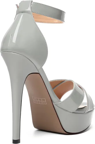 Miniatura 5 de MODENCOCO Sandalias de boda con correa de tobillo sexy para mujer, con plataforma y puntera abierta, tacón de aguja y tacón alto, zapatos de vestir