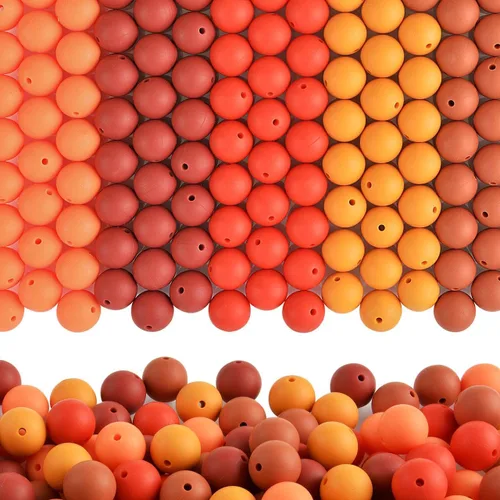 Miniatura 9 de ZIFTY 150 cuentas de silicona para hacer llaveros de 0.59 pulgadas, 30 colores, cuentas focales de silicona redondas sueltas para bolígrafos, collar