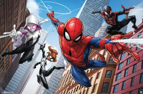 Trends International Marvel Comics - Póster de pared de Spider-Man - Web Heroes, 22.375 x 34 pulgadas, versión sin marco