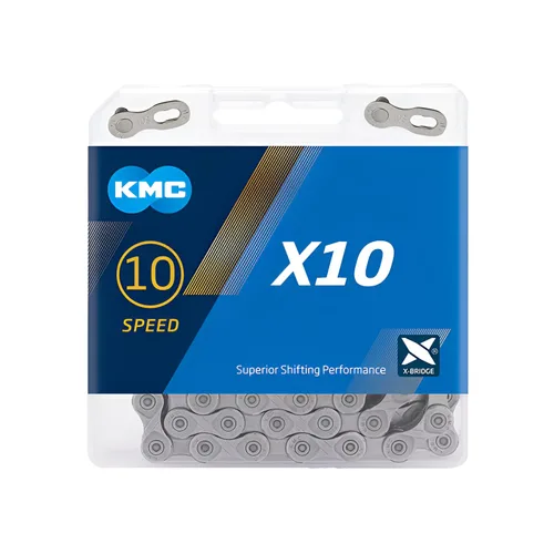 Miniatura 4 de KMC X10-116L, NP/BK Cadena de bicicleta de 10 velocidades Plateado
