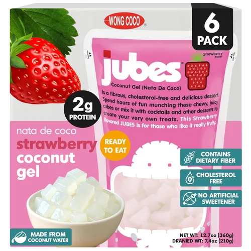 Miniatura 24 de Jubes Grape Nata De Coco Jelly Cubes (12.7 onzas, paquete de 3) – Cubos de jalea de coco de uva para sagú – Gel de coco en ingredientes de jarabe