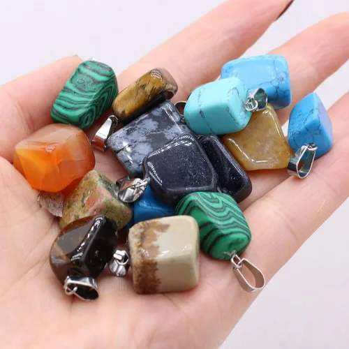 Miniatura 3 de LHJ 20 dijes de piedra natural irregulares al azar mezclados de ágata de cristal curativo para hacer joyas, collares, aretes, meditación