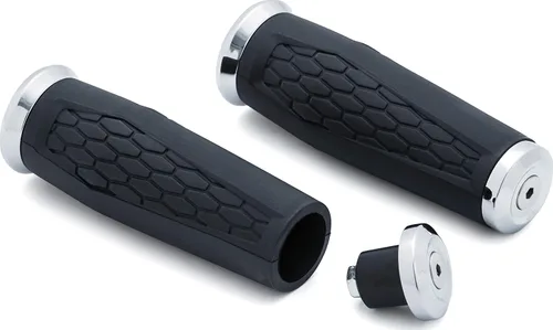 Miniatura 2 de Kuryakyn 5926 Accesorio para manillar de motocicleta: empuñaduras hexagonales con tapas finales, ajuste universal para manillares de 1" de diámetro