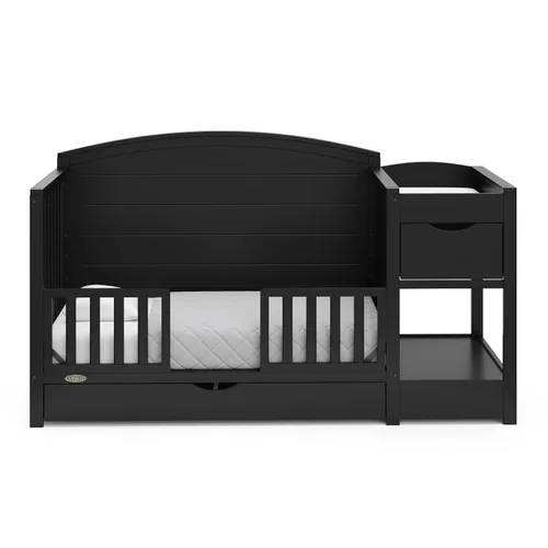 Miniatura 13 de Graco Bellwood - Cuna convertible 5 en 1 y cambiador con cajón (negro) - Certificado GREENGUARD Gold, cajón de almacenamiento de tamaño completo, se