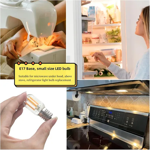 Miniatura 4 de Jensense Bombilla LED E17 para debajo del microondas, sobre estufa, repuesto brillante al tacto frío para bombillas halógenas/de tungsteno 120 V 4 W