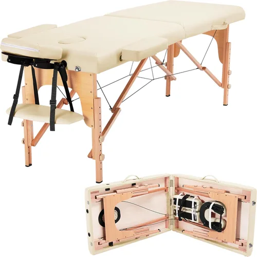 Miniatura 11 de Yaheetech - Mesa de masaje portátil, camas para pestañas, cama de spa, sofá de masaje plegable, mesas de spa ajustables, plegables en 2 con bolsa