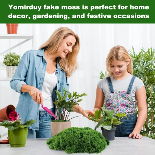 Miniatura 7 de Musgo verde falso para plantas en macetas de interior, 10.6 onzas, decoración de musgo sintético artificial para manualidades, jardín de hadas