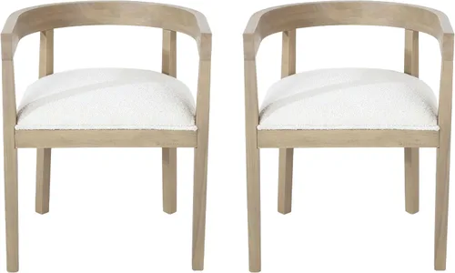 Ladieu - Sillas de comedor para tina, tela y madera, ceniza clara/almendra (juego de 2)