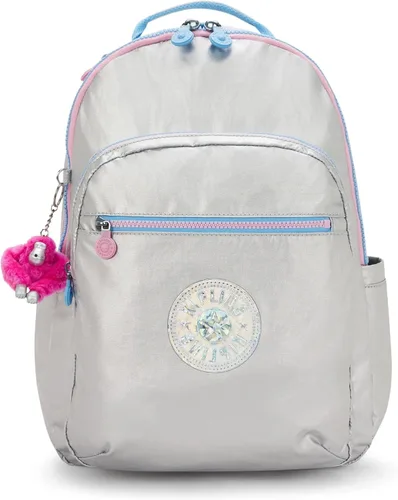 Miniatura 33 de Kipling Seoul - Mochila grande metálica para portátil de 15 pulgadas, Agua (Aqua Flowers)